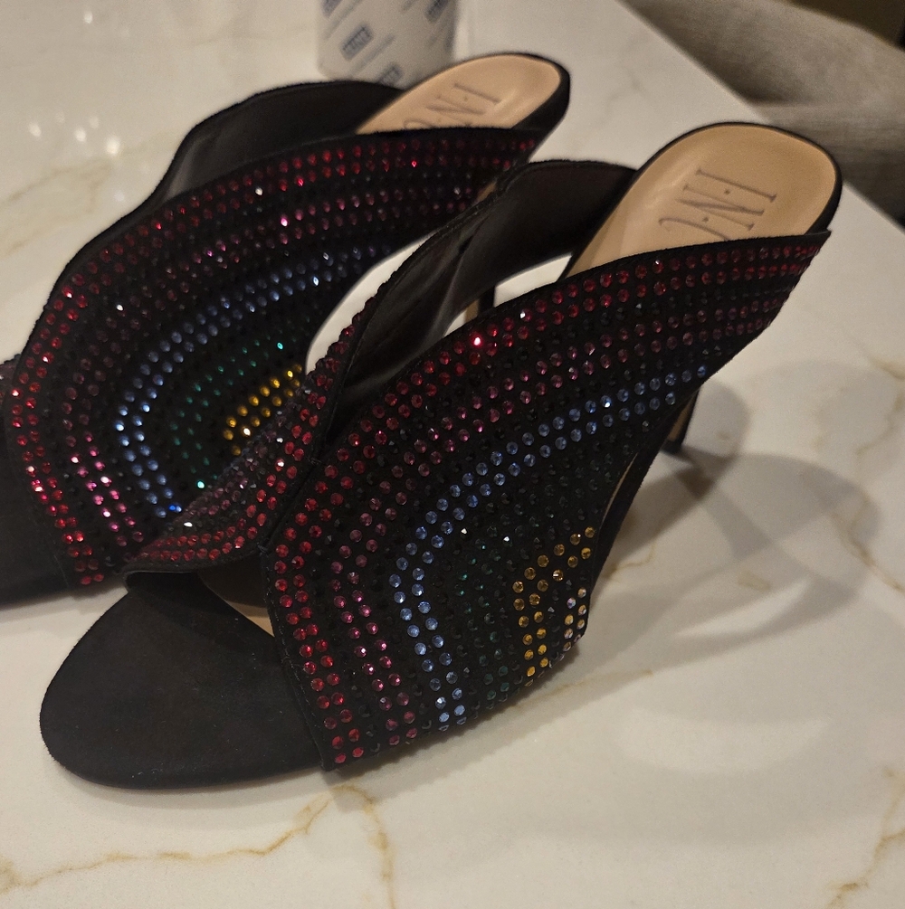 INC International Concepts Black and Multicolor Heels